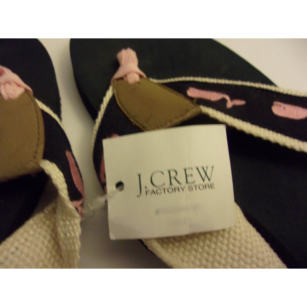 J. Crew Factory Flip Flops Whales Fabric Straps Cushioned. Size 7 New Women - Picture 4 of 5